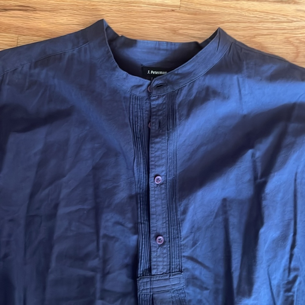 J Peterman Men XXL Cotton Button Long Sleeve Shirt Navy